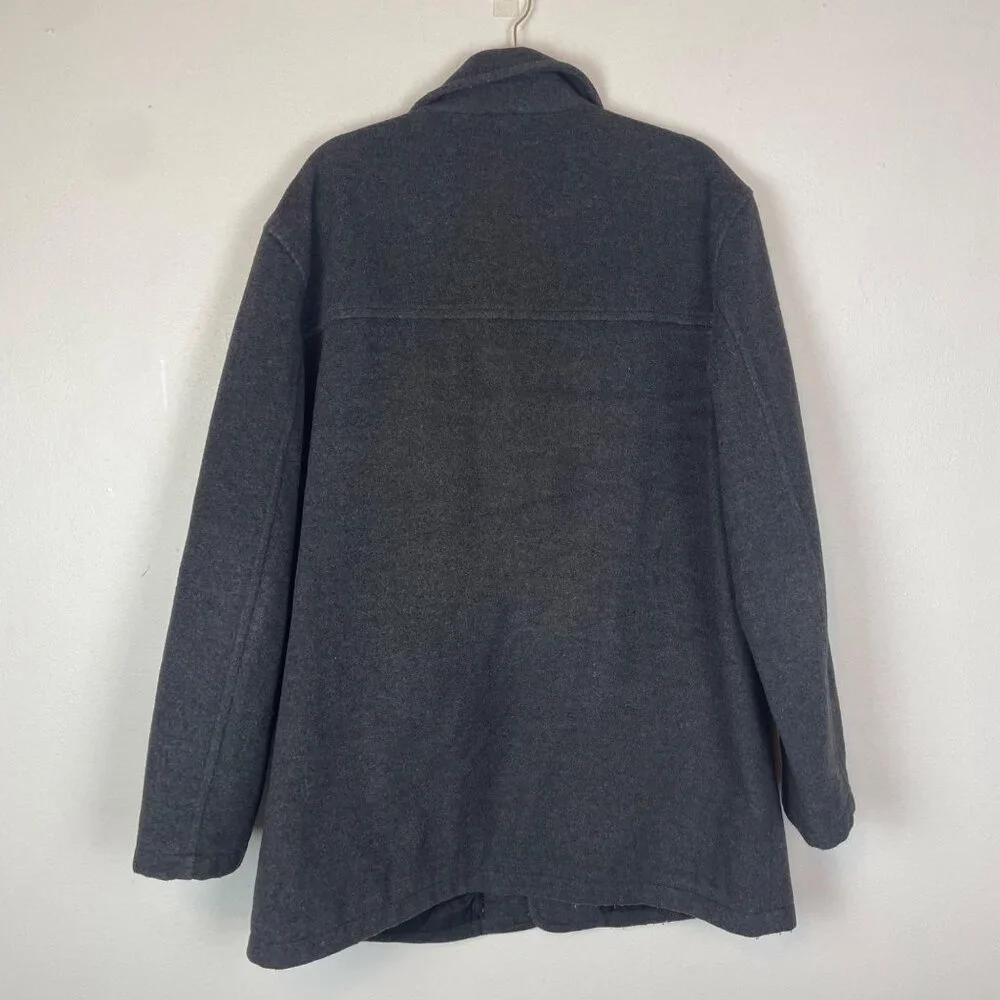 J. Crew Men's L Gray Charcoal‎ Wool Blend Classic University Peacoat Overcoat